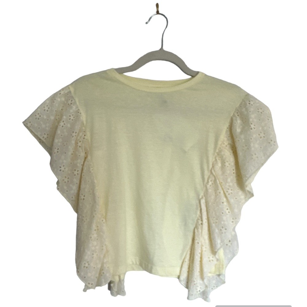 Zara Girls Ruffle Sleeves Girls Yellow Shirt Size 11-12